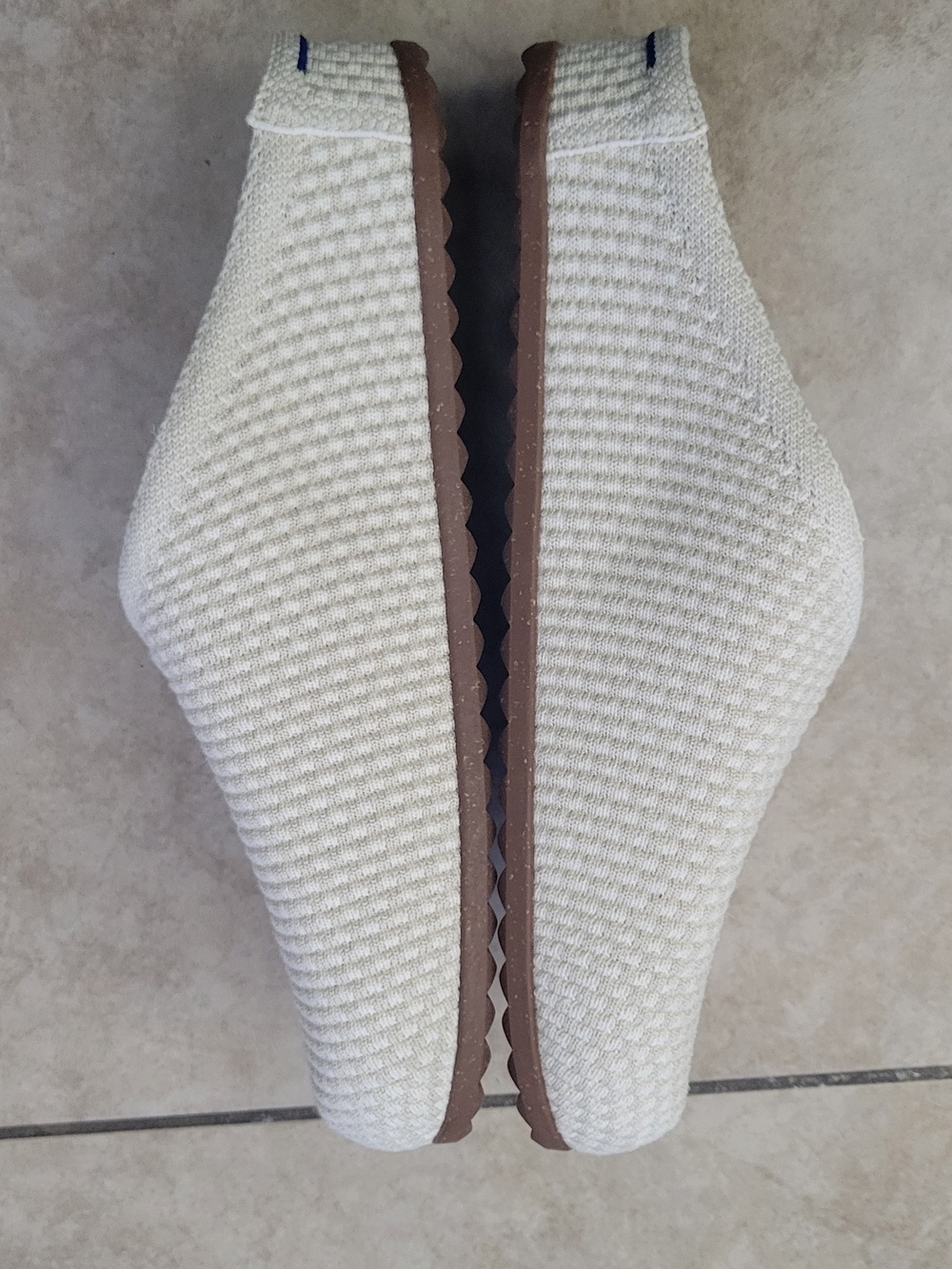 Rothy's Cream Knit Slip-On Mules with Brown Sole